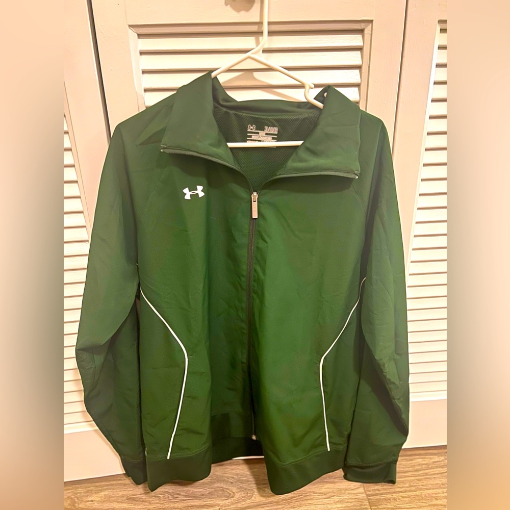 OU green under armor zip up